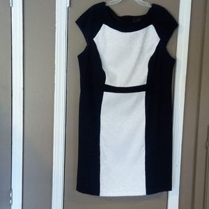 White and black evening dress